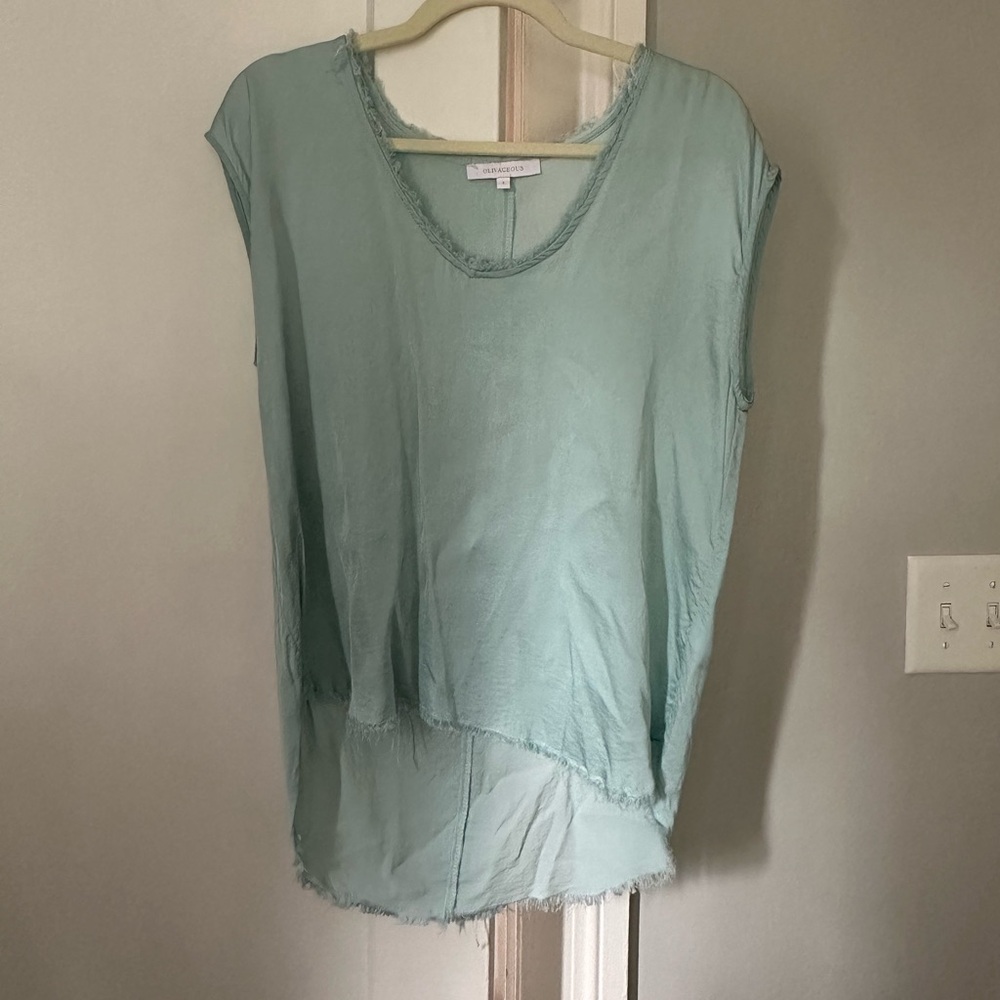 Olivaceous Blue silk top